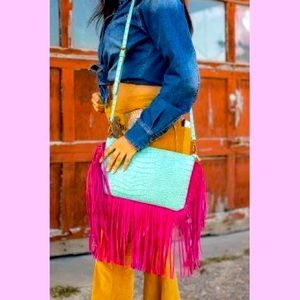 Adorable L&B Fringe Crossbody Handbag